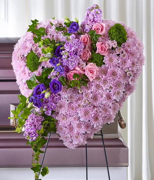 Treasured Love Standing Heart — funeral arrangement flowers
