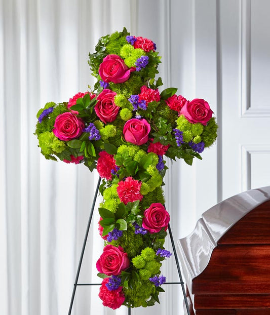 Tribute Rose Floral Cross — same day flower delivery