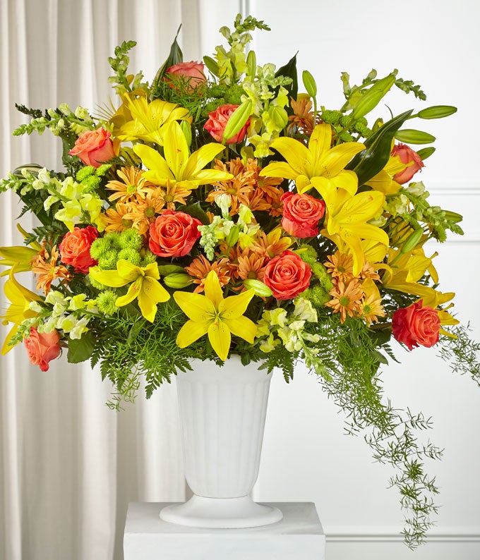 Fall Sentiments Sympathy Standing Basket — valentines roses delivery