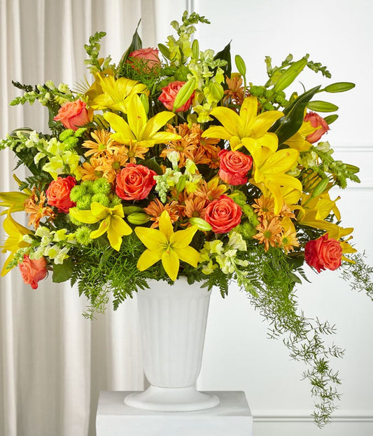 Fall Sentiments Sympathy Standing Basket — valentines roses delivery
