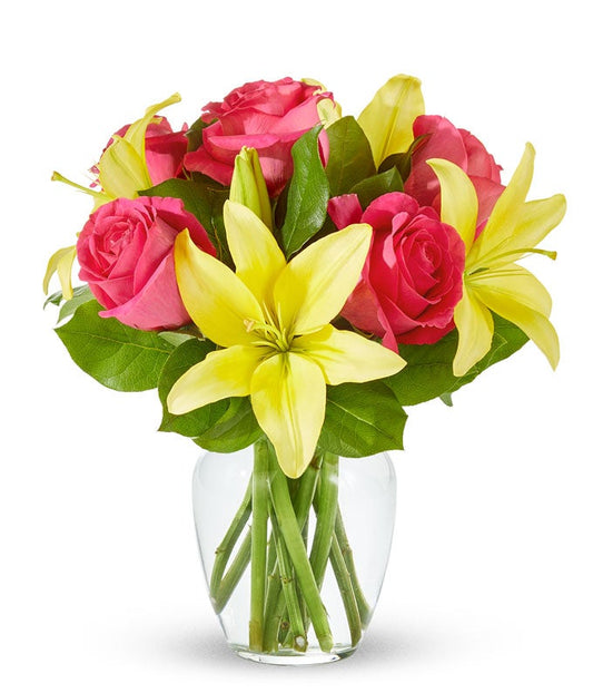 Strawberry Lemonade Rose & Lily Bouquet — valentines flowers