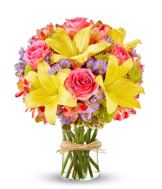 Pink Lemonade Rose & Lily Bouquet — local florist near me