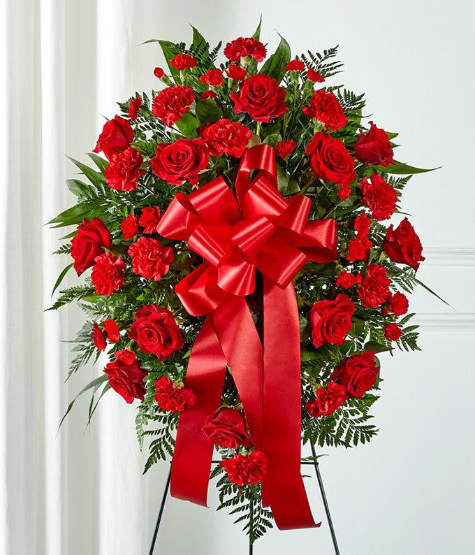 Red Sympathy Standing Spray — mothers day flowers