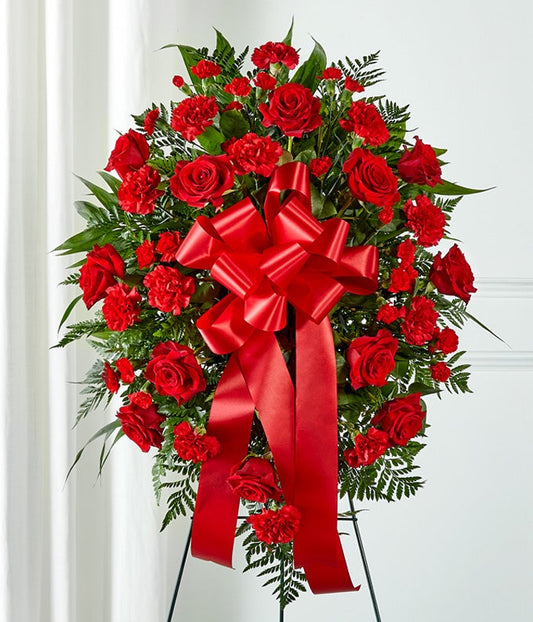 Red Sympathy Standing Spray — mothers day flowers