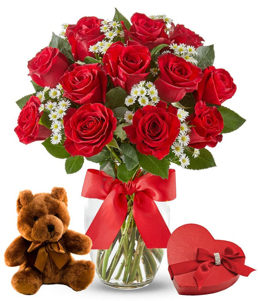 Luxury One Dozen Red Roses Bundle — flower store