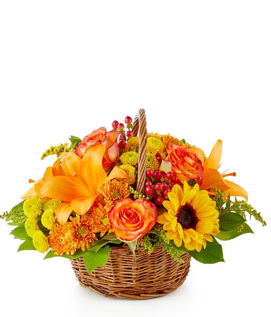 Fall Harvest Woven Basket — flowers for sympathy