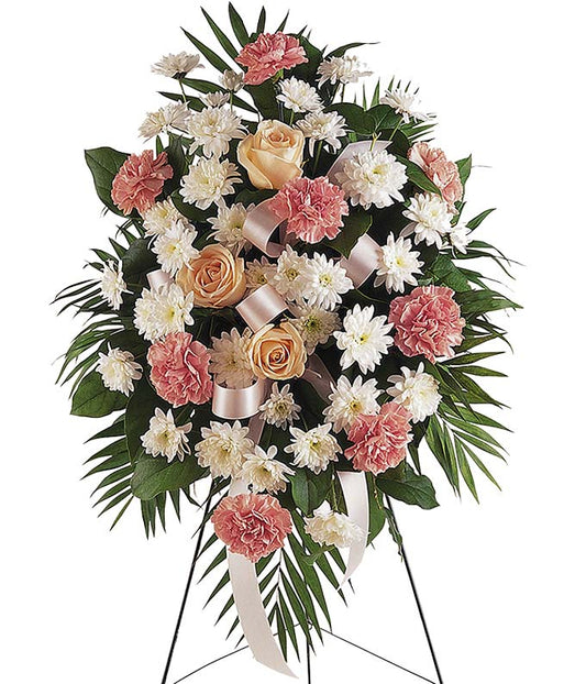 Pastel Floral Sympathy Standing Spray — mothers day flowers delivery