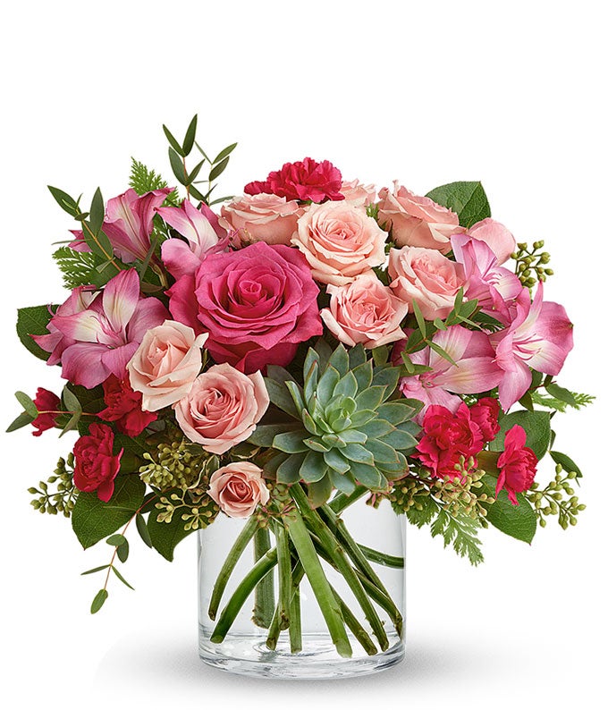 Pink Rose Succulent Garden — order flowers for delivery