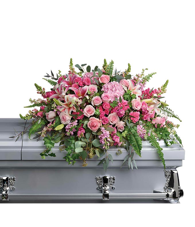 Pink Rose Remembrance Casket Spray — valentines flowers