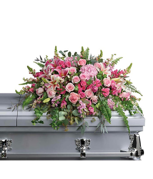 Pink Rose Remembrance Casket Spray — valentines flowers