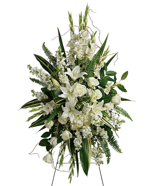 Ivory Reflections Standing Sympathy Spray — valentine's day roses delivery