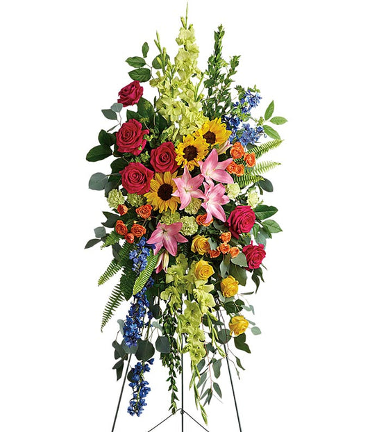 Vibrant Remembrance Standing Spray — mother's day flowers