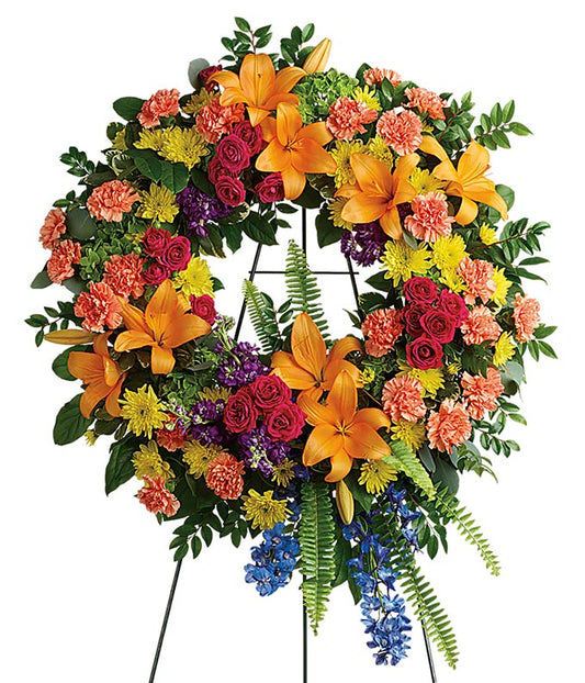 Solace in Blooms Wreath — order flowers on line