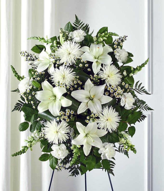White Floral Standing Spray — inexpensive flower delivery