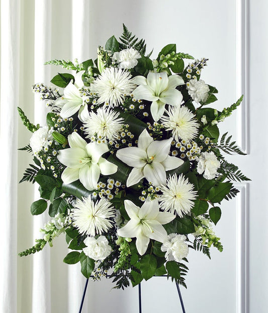White Floral Standing Spray — inexpensive flower delivery